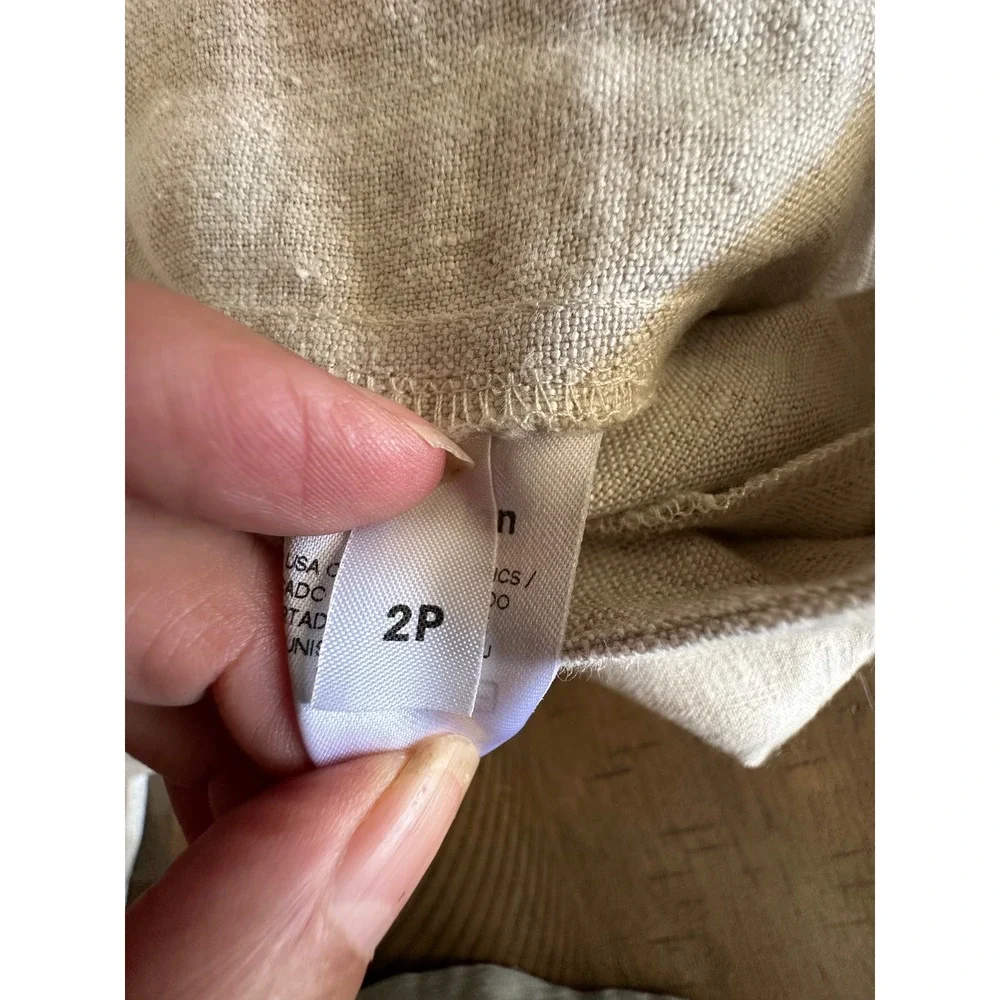 Reformation Mason Linen Pants in 100% Linen Oatmeal - Size 2P Petite